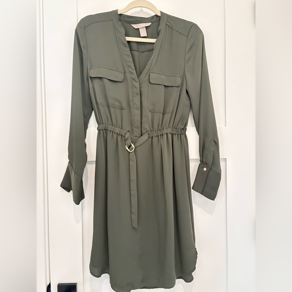 H&M Olive Long Sleeve Dress